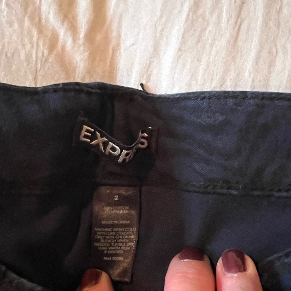 Express Navy Zebra Patterned Jeans - Picture 3 of 6